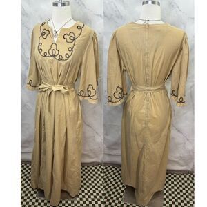 Vintage peasant Dress L 60s 70s Hippie Boho Gypsy Cottagecore Maxi embroidered